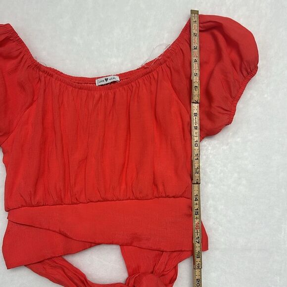 Love wish crop top Waist tie-ups Sz L minimalist - Picture 4 of 7